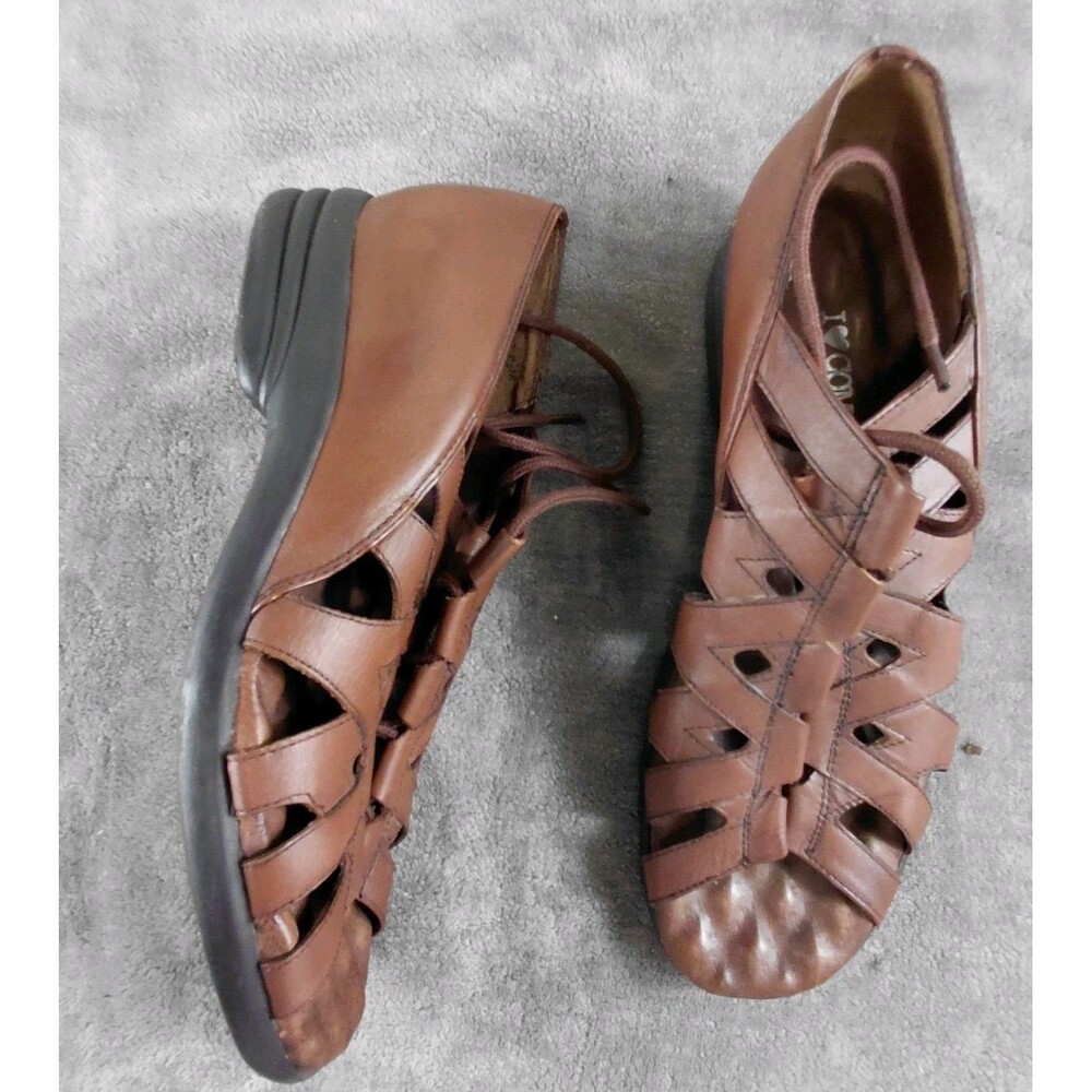 I Love Comfort Gayla Womens Brown Leather Lace Up Fisherman Sandals Size 8.5 M